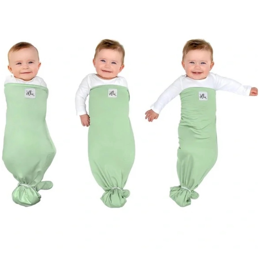 Ollie Newborn Baby Swaddle in Meadow Green